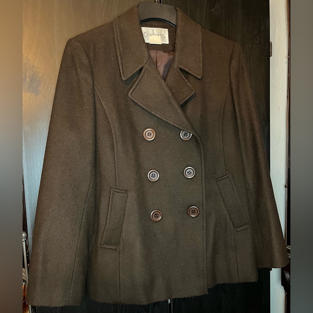 Chocolate Brown Women’s Double-Breasted Wool Coat